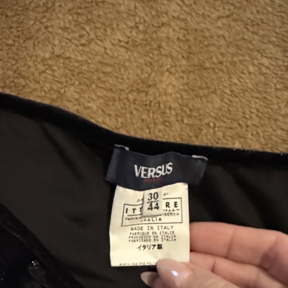 Versace Black Mini Skirt with Studded zipper accent - Picture 3 of 8